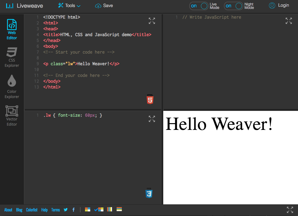 LiveWeave: An Online HTML, CSS, JS Editor With Live Preview And Handy ...